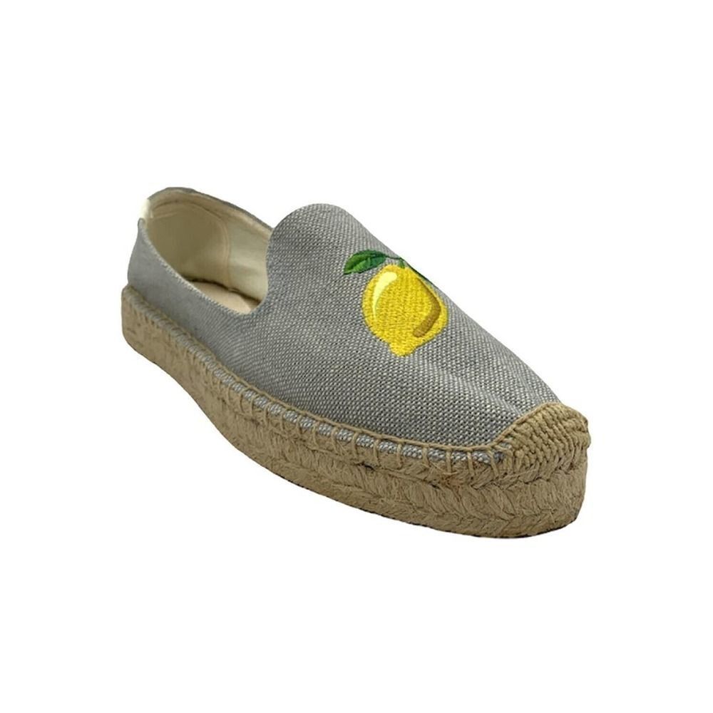 Soludos Woven Platform Slip-On Espadrilles Lemon US size 7